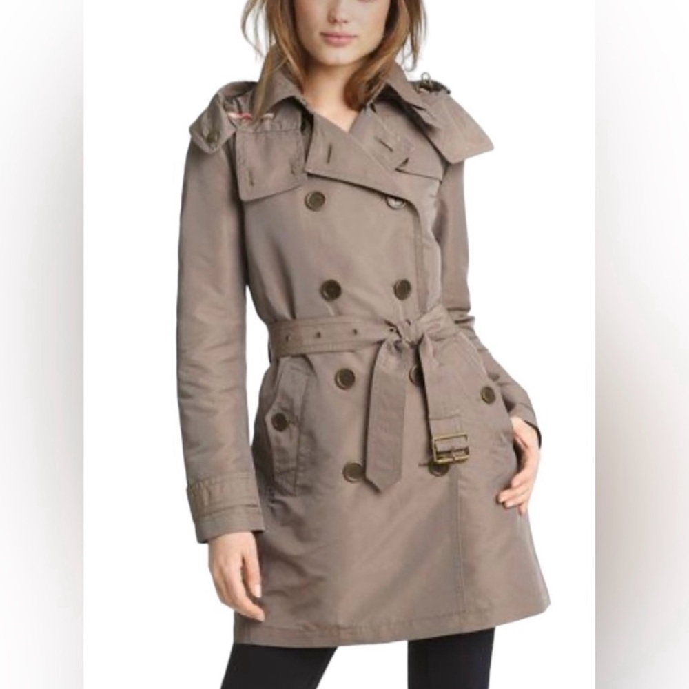 Burberry Brit Balmoral Short Trench Hood Raincoat Size XL